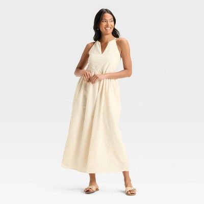 Women's Eyelet Maxi A-Line Dress - Universal Thread™ Cream