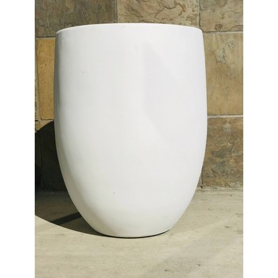 Rosemead Home & Garden, Inc. - 17" Wide Lightweight Concrete Outdoor Bowl Decorative Planter Pure White: Modern Design, Ecofriendly Materials