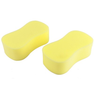Unique Bargains Home Auto Car Windshield Sponge Wash Washing Cleaning Pad Yellow 7.87"x3.94"x2.36" 2Pcs