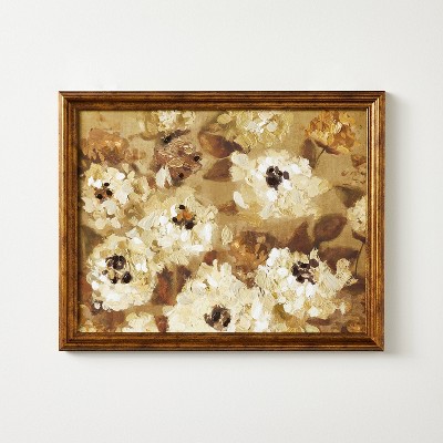 16"x20" Oil Painted All Over Floral Framed Wall Art - Threshold™ designed with Studio McGee: Beige Frame, Botanical Theme