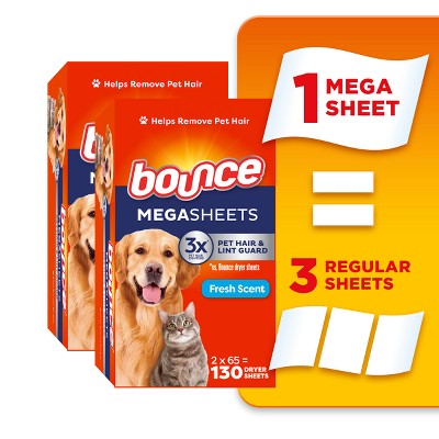 Bounce Fresh Scent Pet Hair and Lint Guard Mega Fabric Softener Dryer Sheets