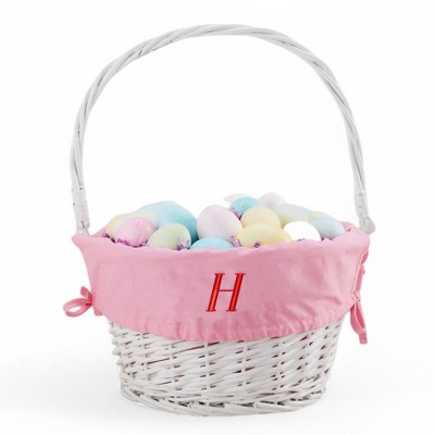 Personalization Mall Pink Personalized Initial White Easter Basket