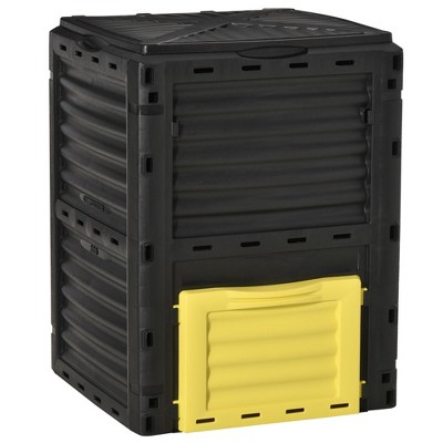 Outsunny Garden Compost Bin 80 Gallon Outdoor Large Capacity Composter Fast Create Fertile Soil Aerating Box, Easy Assembly