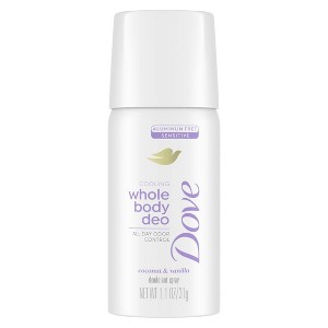 Dove Beauty Whole Body Aluminum Free Deodorant Spray - Travel Size - Coconut & Vanilla - 1.1oz - 1 of 4
