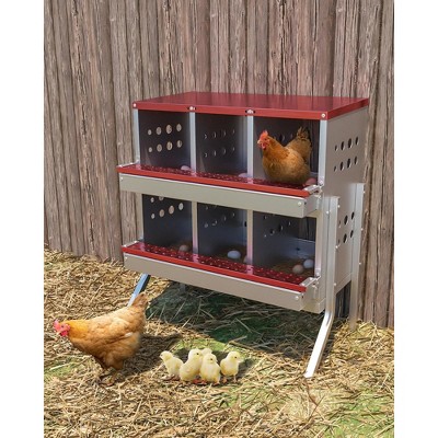 1Pc Galvanized Sheet Egg Laying Box with Feet, 2 Layers, 6-Grid Design (Includes 6 Fake Eggs) –for Henhouse, Backyard Poultry, and Farm