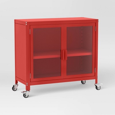 2 Door Metal Locker Cabinet Coral Red - Room Essentials™