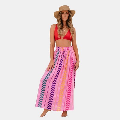 Women's Vibrant Chevron Print Beach Cover Up Skirt - Cupshe