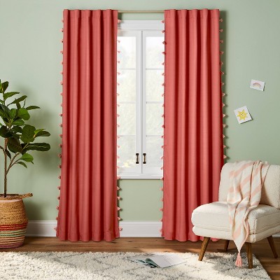 Tassel Kids' Blackout Window Curtain Panel White/Black - Pillowfort™