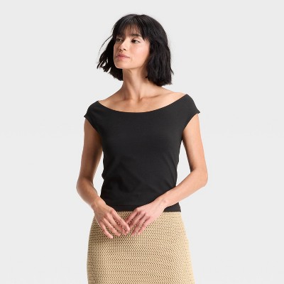 Women's Slim Fit Short Sleeve Off the Shoulder Top - A New Day™