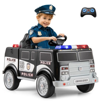 Costway Kids Ride on Police Car with 3 Speeds Megaphone Music FM Radio Flashing Lights