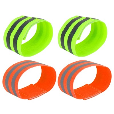 Unique Bargains High Visibility Arm Ankle Reflective Bands Orange Green 4 Pcs