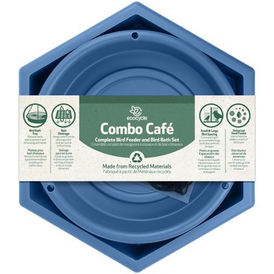 Nature's Way Bird Products Combo Cafe 2 in 1 Recycled Bird Bath and Tray Bird Feeder 2" Blue