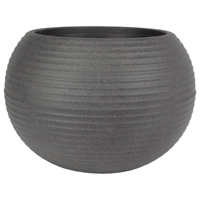 The HC Companies 8 Inch Atlas Sphere Planter with Drainage Hole, Indoor or Outdoor Use, Decorative Round Plastic Plant Pot for Herbs or Flowers, Gray