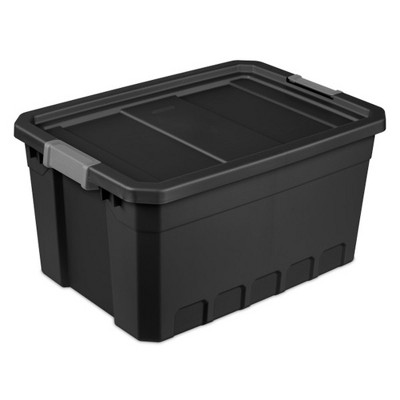 Sterilite Plastic Stacker Tote, Heavy Duty Lidded Storage Bin Container for Stackable Garage and Basement Organization