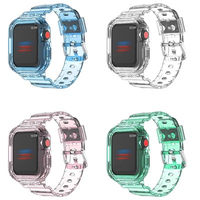 Worryfree Gadgets Apple Watch Band with Protective Bumper Case for Apple Watch iWatch Series 8 7 6 5 4 SE Sports Wristband