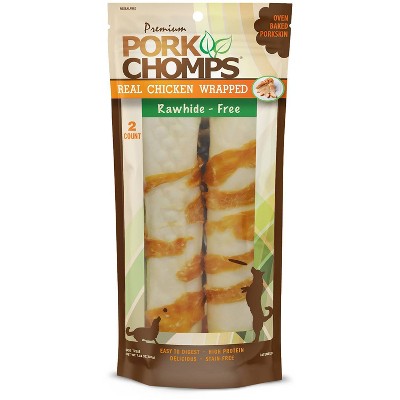 Pork Chomps Chicken Wrapped Expanded Roll Chewy Dog Treats - 7.04oz/2ct