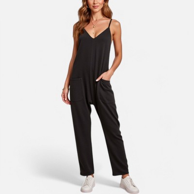 Anna-Kaci Women's Loose Fit Overalls with Adjustable Straps and Side Pockets