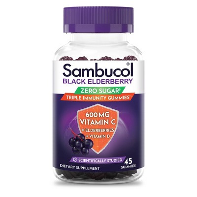 Sambucol Sugar Free Triple Immunity Supplement Vegan Gummies - 45ct