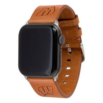NCAA Wisconsin Badgers Apple Watch Compatible Leather Band - Tan