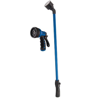 Dramm 30" 2pc Aluminum One Touch Rain Hose Wand & Touch N Flow Revolver Hose Nozzle Blue