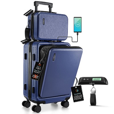 TravelArim 22” Carry On Luggage with Luggage Scale, Airline Approved Carry On Suitcase with Wheels, Small Suitcase
