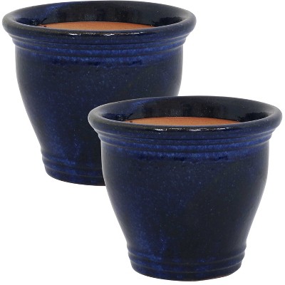 Sunnydaze Studio Outdoor/Indoor High-Fired Glazed UV- and Frost-Resistant Ceramic Planters with Drainage Holes