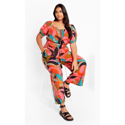Women's Plus Size Erica Print Jumpsuit - red | CITY CHIC