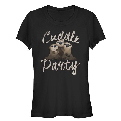 Juniors Womens Finding Dory Otter Cuddle Party T-Shirt