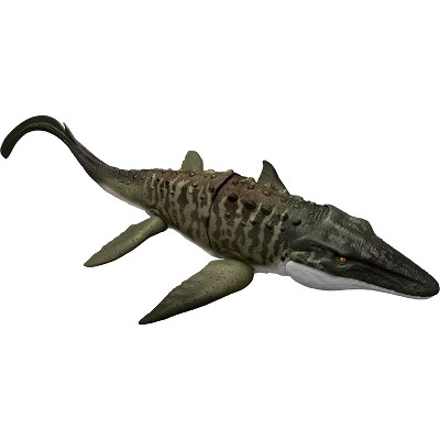 Jurassic World Rebirth Bite N Blast Mosasaurus Action Figure and Mini Dilophosaurus, Dinosaur Toy
