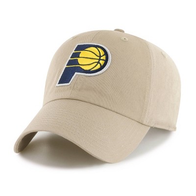 NBA Indiana Pacers Khaki Clean Up Hat: Cotton Twill, Adjustable Strap