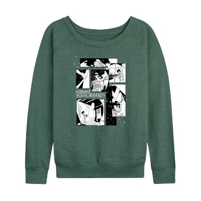 Women's - Edward Scissorhands -  Lightweight French Terry Wide Neck Long Sleeve Shirt